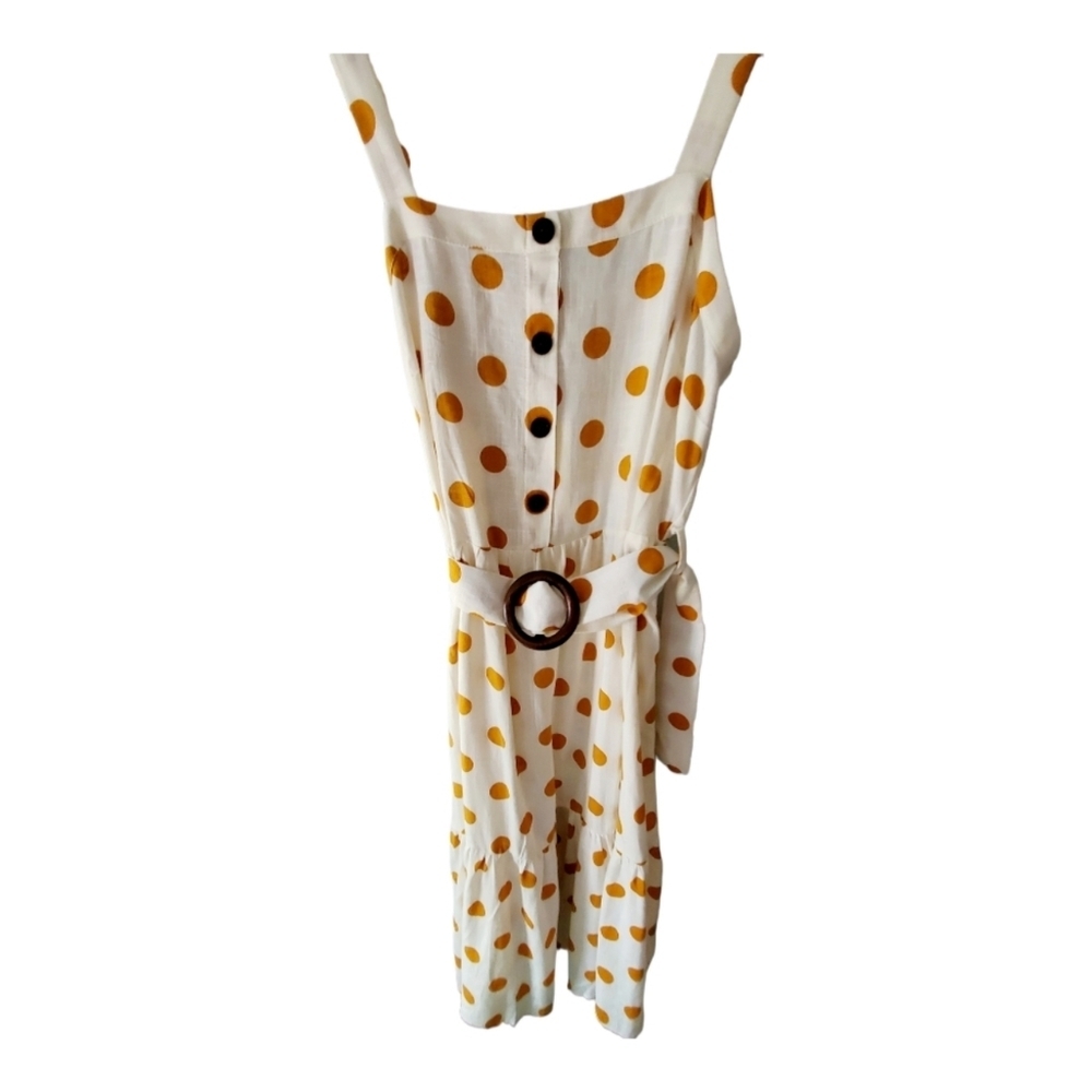 Monteau Yellow Polka Dot Belted Sundress  New without Tags Size Large